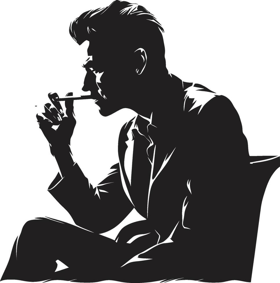 vornehm Puffer Abzeichen Vektor Design zum stilvoll Rauchen Gentleman Symbol mit Klasse raffiniert Relikt Insignien Rauchen Gentleman Skelett Vektor Logo zum Jahrgang Stimmung