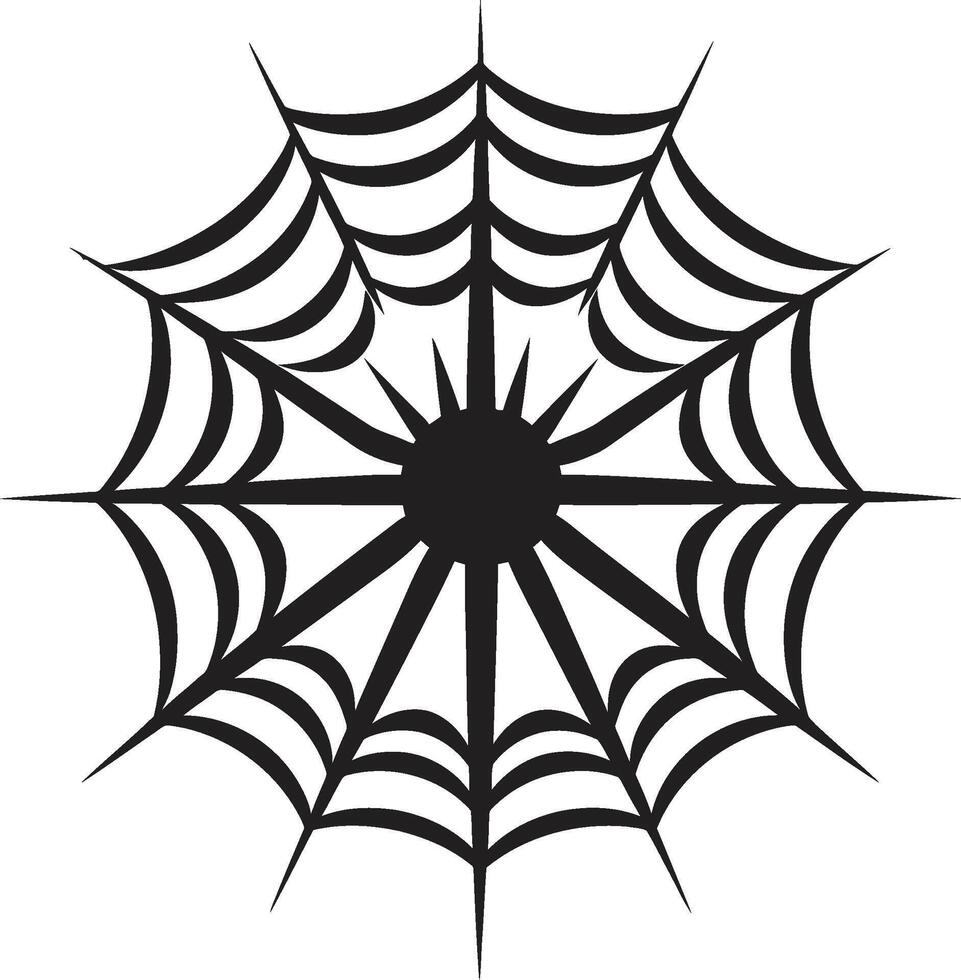 gruselig Crawler Insignien gespenstisch Spinne Logo mit kompliziert Netz zum Intrigen Spinnennetz Kunst Kamm kreativ Spinne mit Spinne Netz Symbol im Vektor