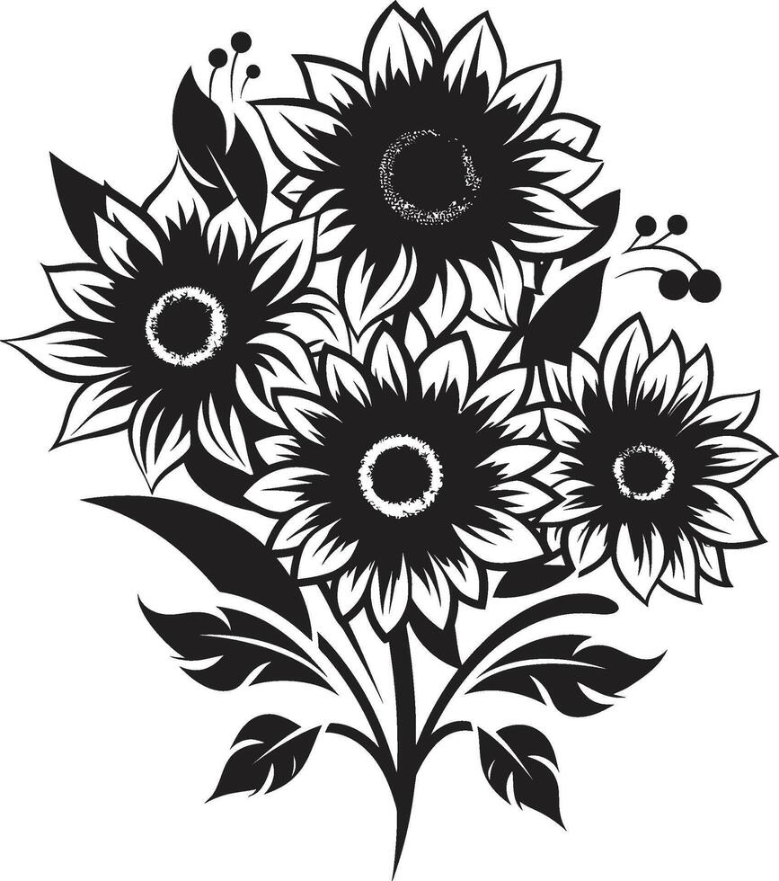 sonnig Gelassenheit Abzeichen Vektor Sonnenblumen Logo zum Ruhe und positiv Stimmung Blühen Schönheit Insignien anmutig Sonnenblumen Design zum elegant branding