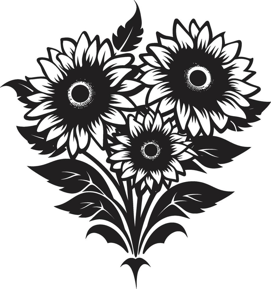 blomma briljans vapen konstnärlig vektor logotyp med solrosor i fokus strålnings elasticitet bricka graciös solrosor design för naturlig överklagande