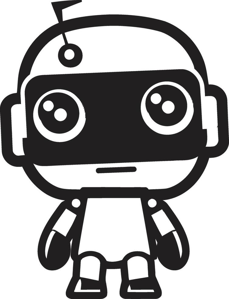 Mini mech Wunder süß Roboter Vektor Logo zum bezaubernd Chatbot Charme Nano Schubs Insignien winzig Roboter Chatbot Symbol zum Digital Hilfe