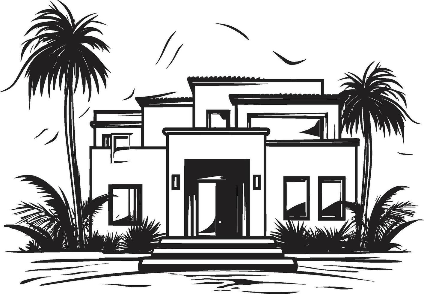 arkitektonisk förundras insignier modern villa logotyp för exklusiv branding urban oas vapen elegant modern villa ikon i eleganta logotyp vektor