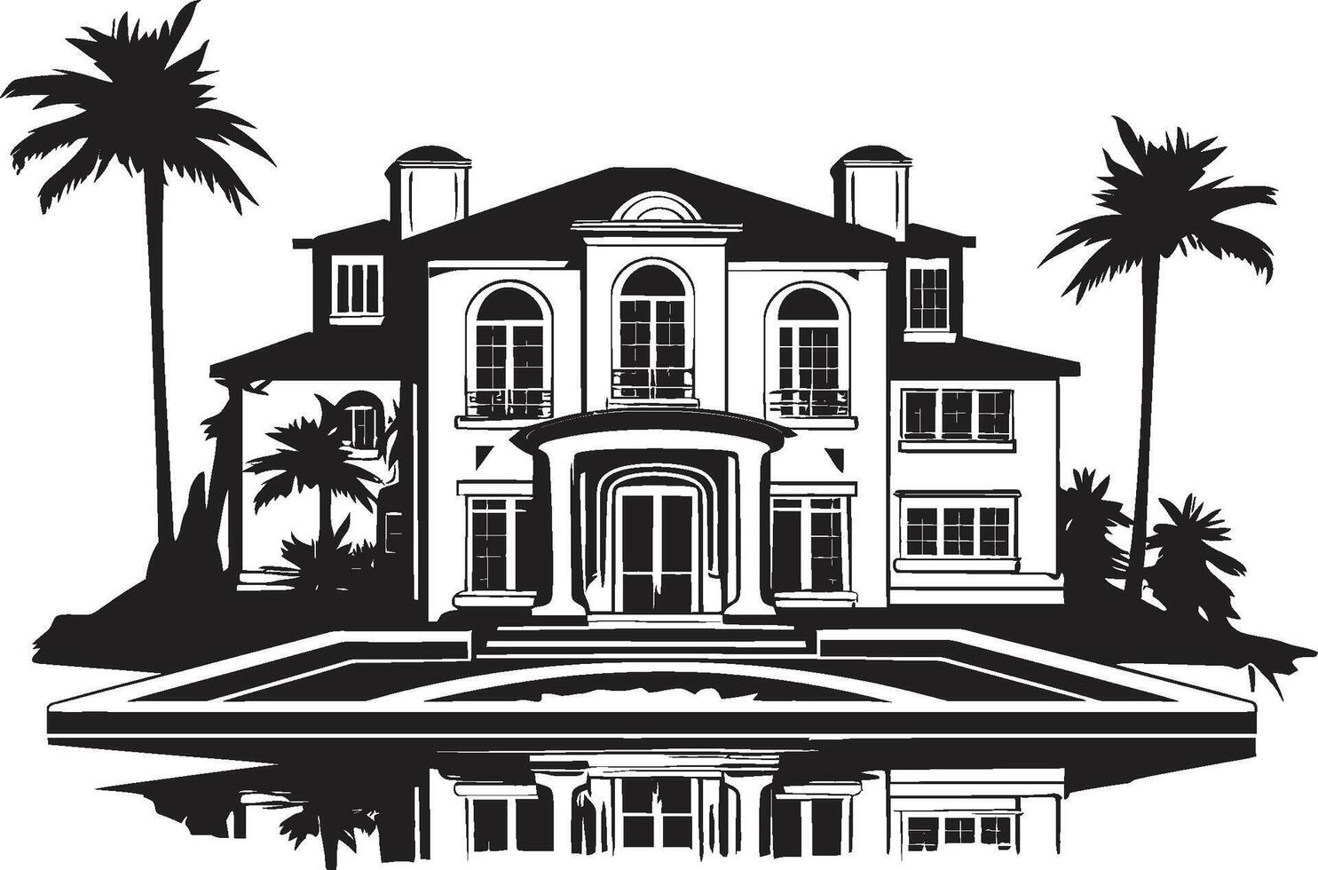 städtisch Utopie Abzeichen stilvoll Logo mit ein modern Villa Symbol zum Stadt Leben zeitgenössisch Charme Insignien modern Villa Logo Design zum zeitlos Eleganz vektor