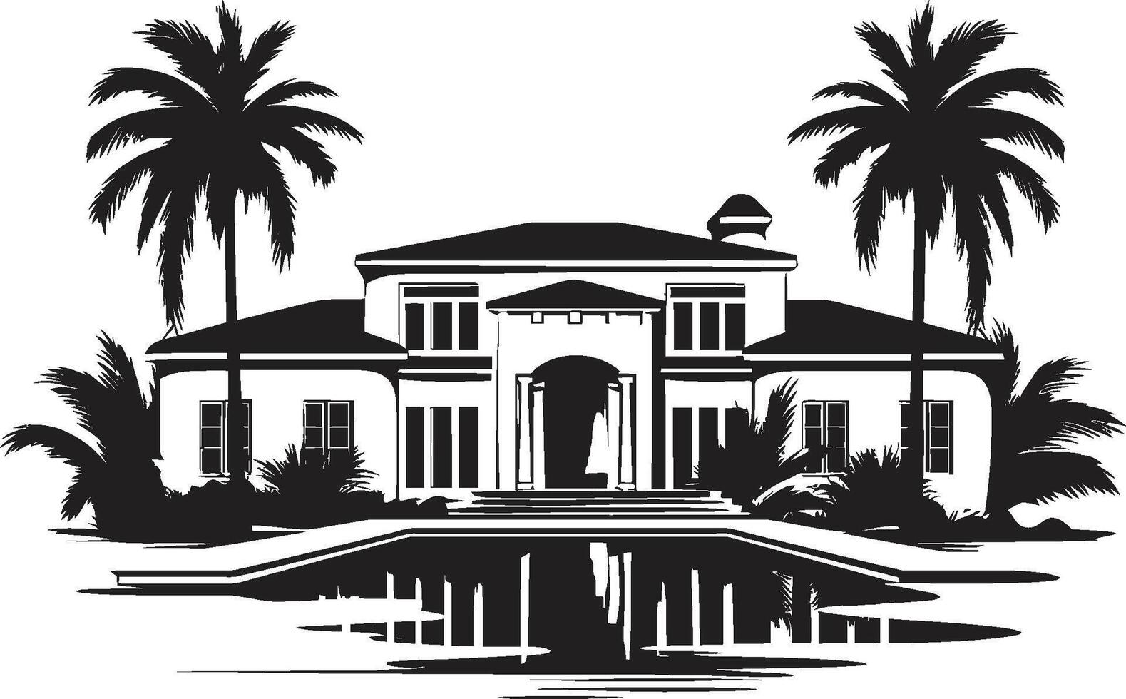 futuristisch Wohnung Kamm elegant modern Villa Logo zum zeitlos Eleganz zeitgenössisch Charme Abzeichen luxuriös modern Villa Vektor Symbol