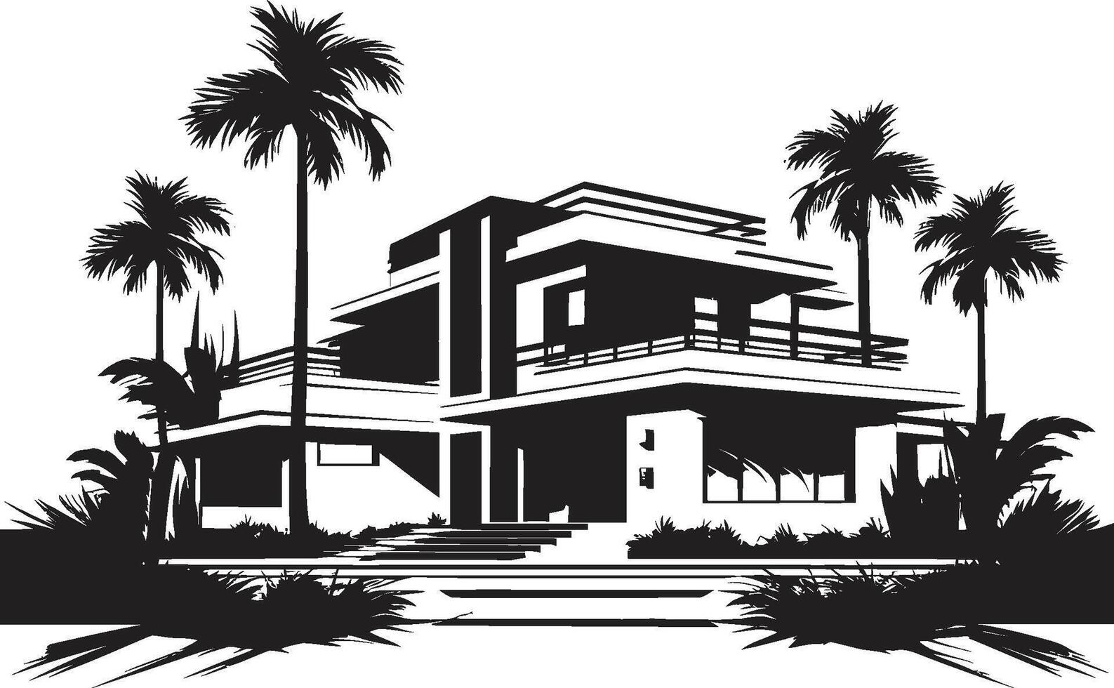Villa Aussicht Kamm elegant modern Villa Logo zum Panorama- Ansichten Luxus Leben Abzeichen opulent modern Villa Symbol zum Prämie branding vektor