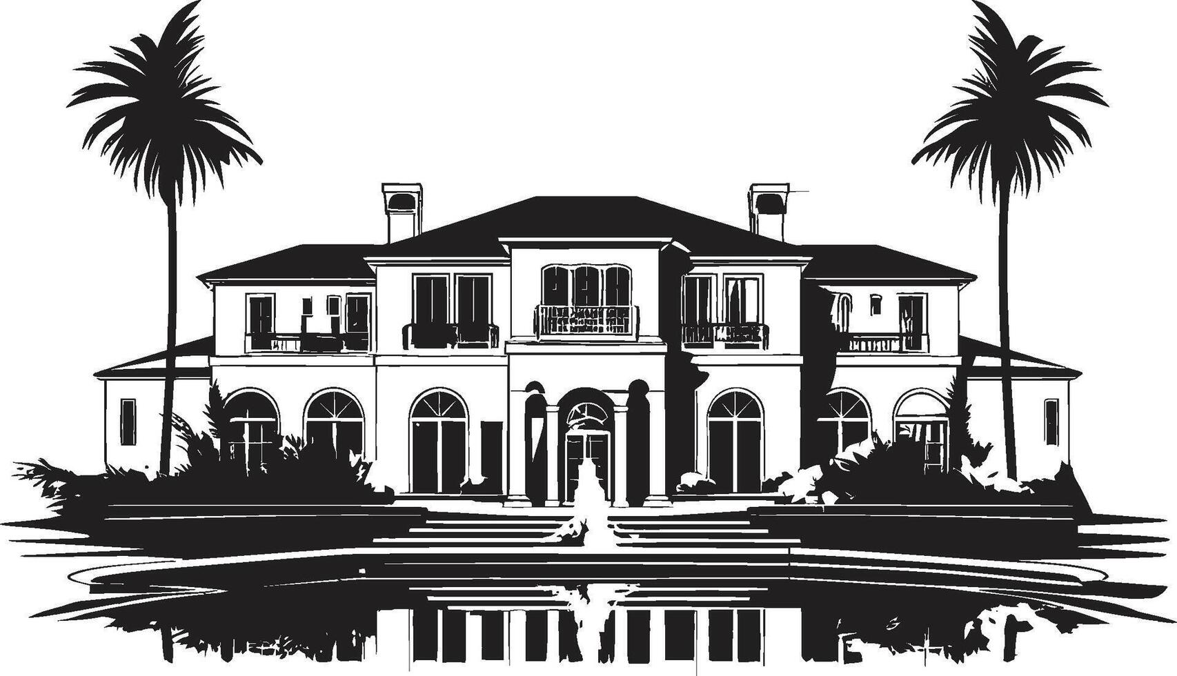 Horizont Heiligtum Abzeichen elegant modern Villa Logo zum erhöht Leben Villa Aussicht Insignien stilvoll Emblem mit modern Villa Symbol vektor