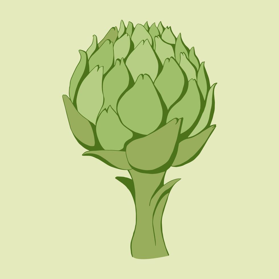 färgrik grön kronärtskocka. vektor minimalistisk illustration.