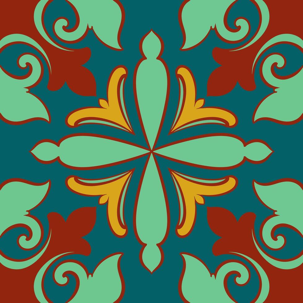Hintergrund Jahrgang Mandala Ornament Fliesen Keramik, geometrisch retro Mosaik Muster vektor