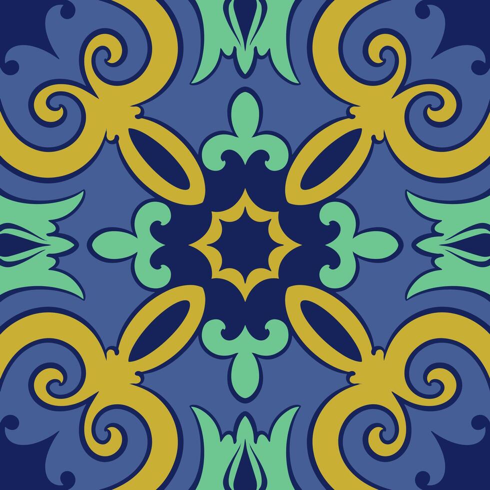 Hintergrund Jahrgang Mandala Ornament Fliesen Keramik, geometrisch retro Mosaik Muster vektor
