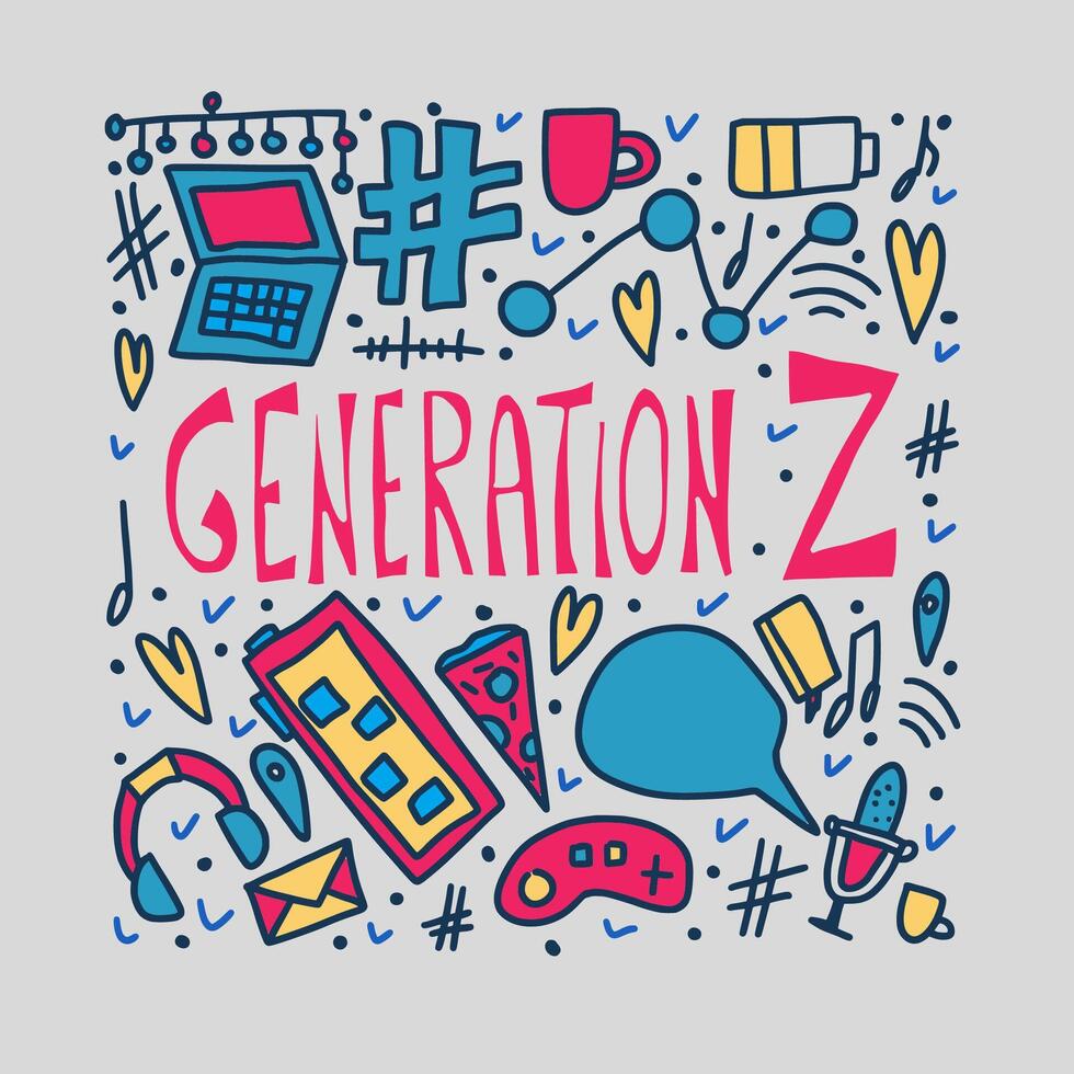 generation z affisch. vektor begrepp illustration.