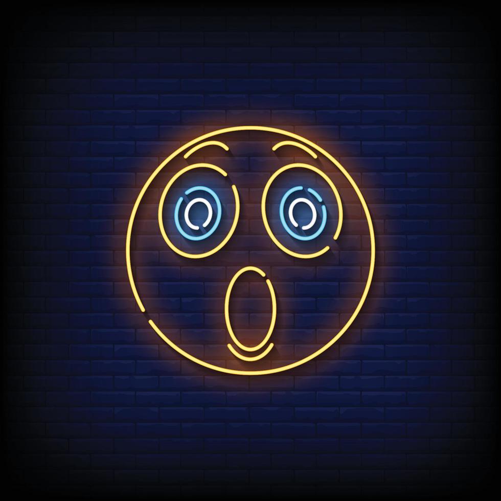 Emoticon überraschte Neonzeichen-Stil-Text-Vektor vektor