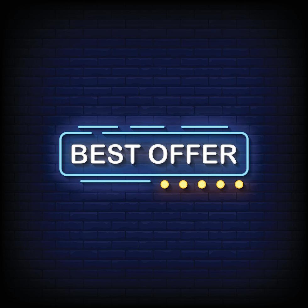 bestes angebot neonzeichen stil textvektor vektor