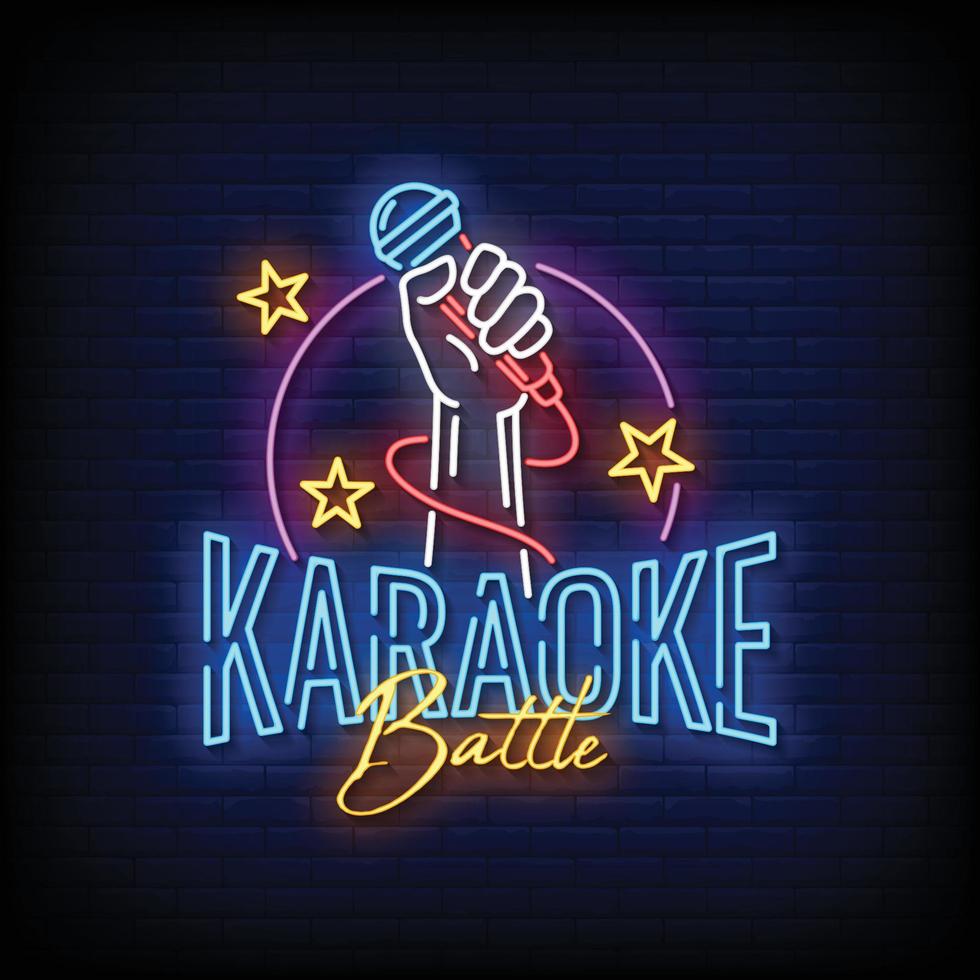 Karaoke-Schlacht-Neon-Schilder-Stil-Text-Vektor vektor