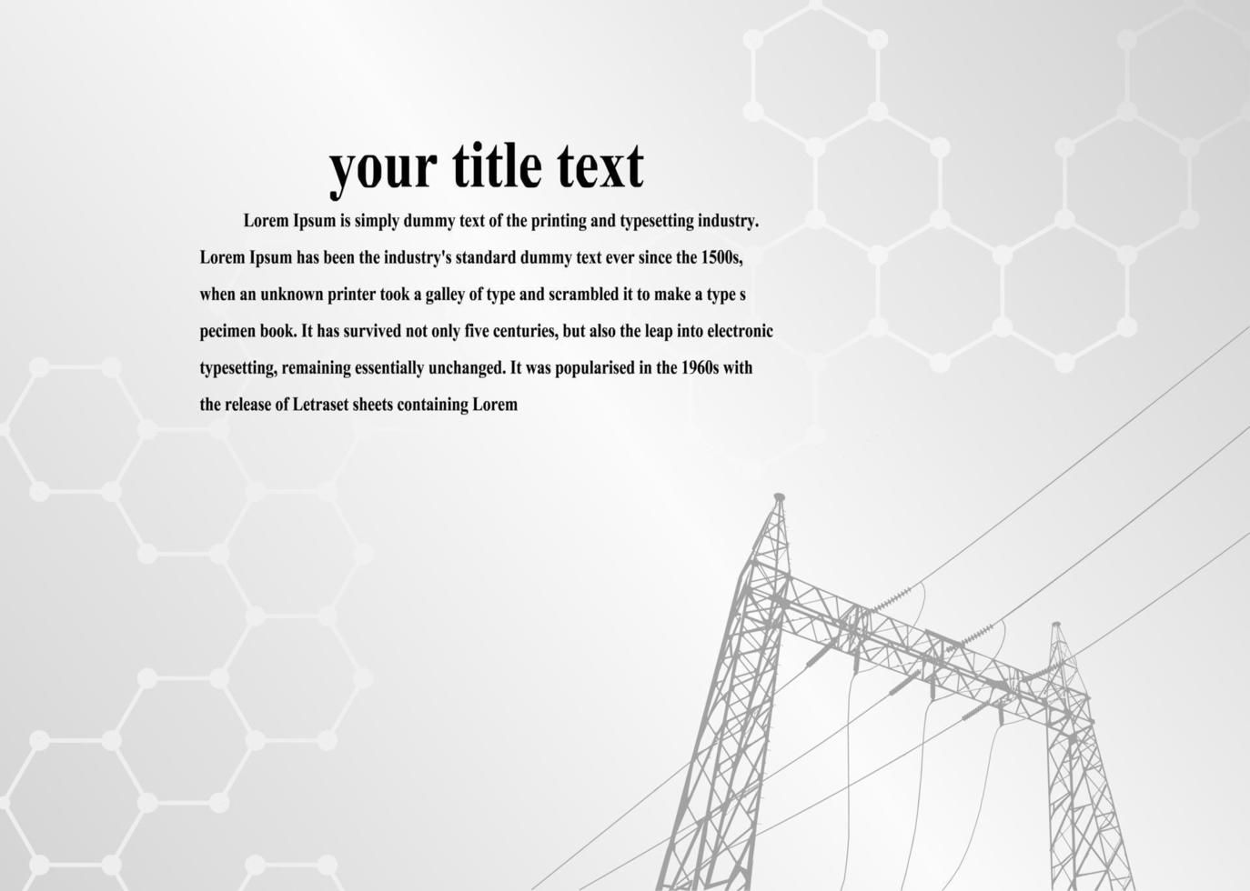 elektrische Pole .high-Voltage-Übertragungssysteme. ein Netz von miteinander verbundenen elektrischen in allen Bereichen. Symbole, Schritte Geschäftsplanung Anzug. Präsentation und Werbung. Vektor-Illustration. vektor