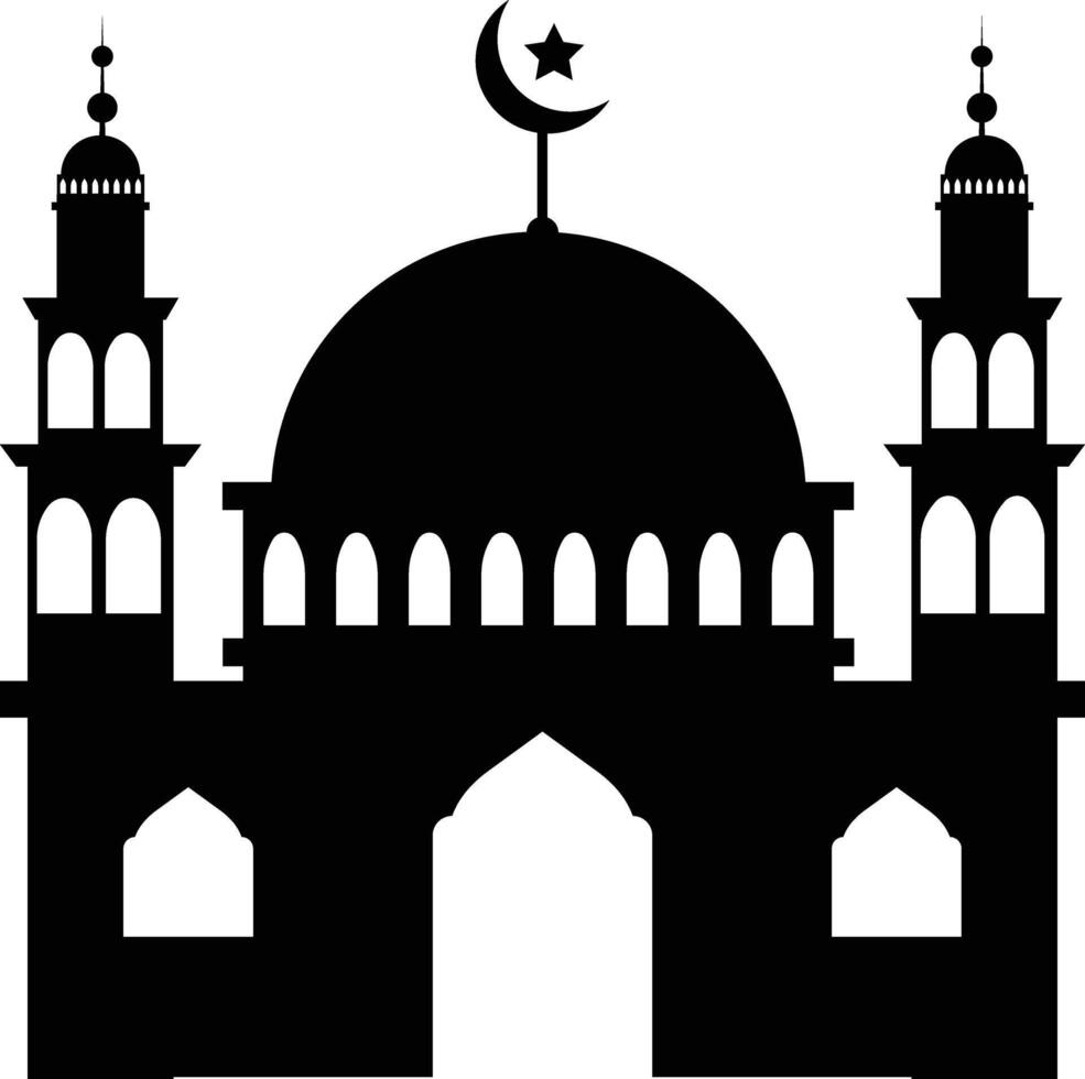 islamisk, moslem moské silhuett ikon vektor