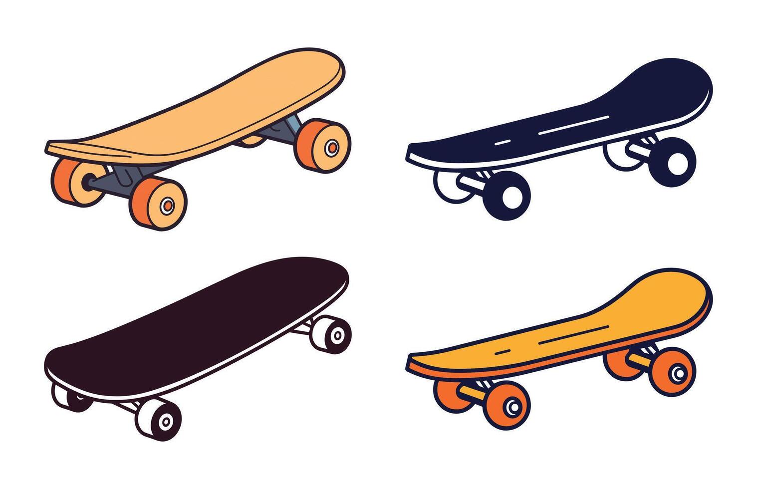 Skateboard Symbol Farbe Vektor Satz, Skateboard Sport Illustration