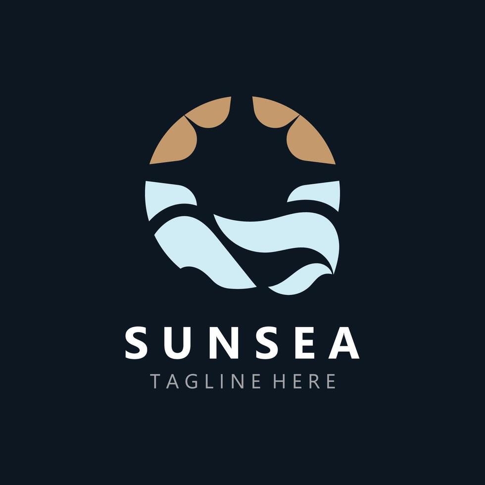 Sonne Meer Logo Design kreativ Prämie Sonne Strand Vektor