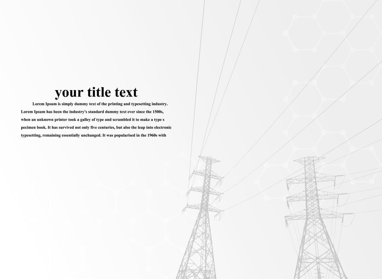 elstolpe .högspänningsöverföringssystem. ett nätverk av sammankopplade elektriska i alla områden. symboler, steg affärsplanering kostym. presentation och reklam. vektor illustration.