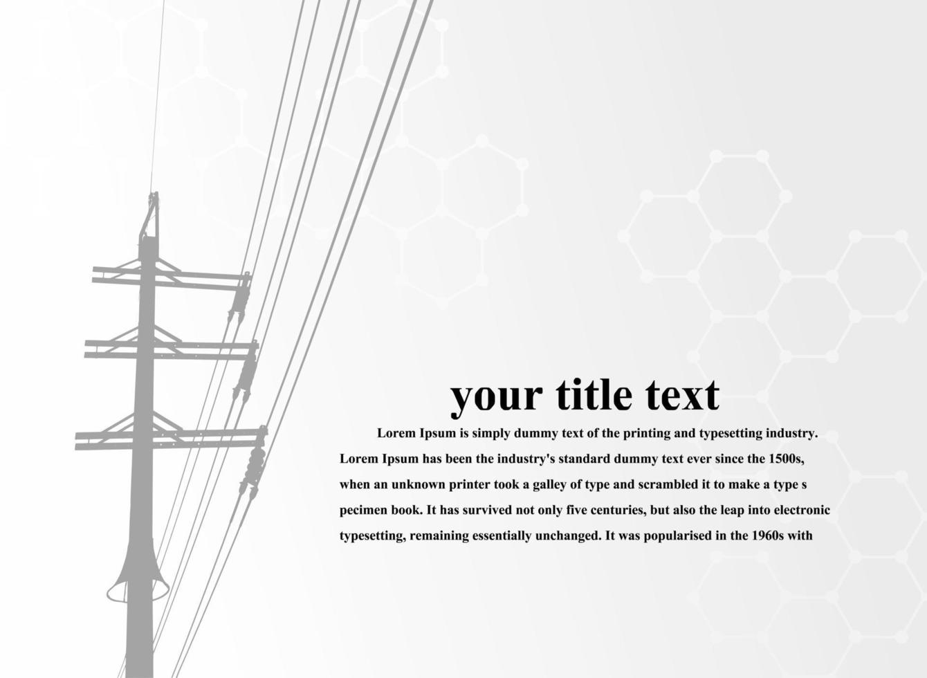 elektrische Pole .high-Voltage-Übertragungssysteme. ein Netz von miteinander verbundenen elektrischen in allen Bereichen. Symbole, Schritte Geschäftsplanung Anzug. Präsentation und Werbung. Vektor-Illustration. vektor