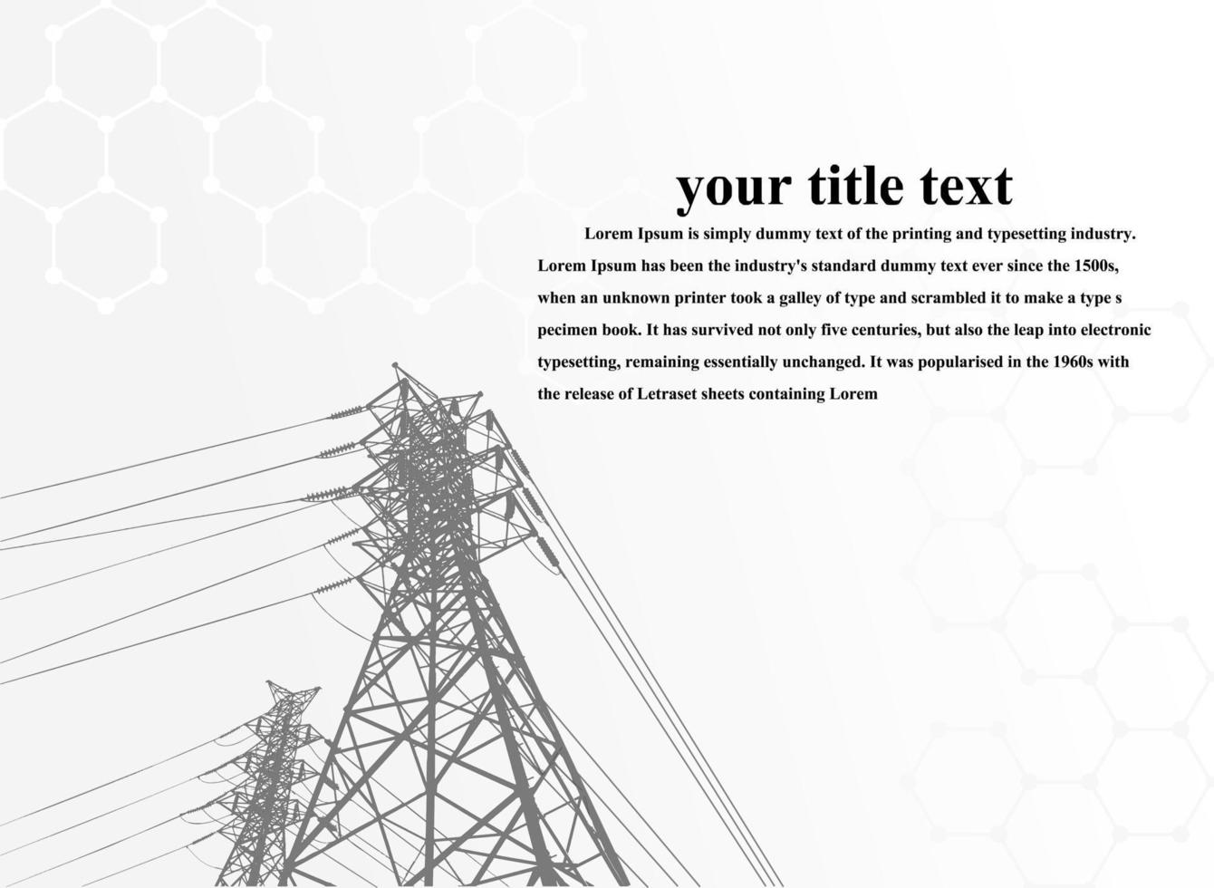 elektrische Pole .high-Voltage-Übertragungssysteme. ein Netz von miteinander verbundenen elektrischen in allen Bereichen. Symbole, Schritte Geschäftsplanung Anzug. Präsentation und Werbung. Vektor-Illustration. vektor