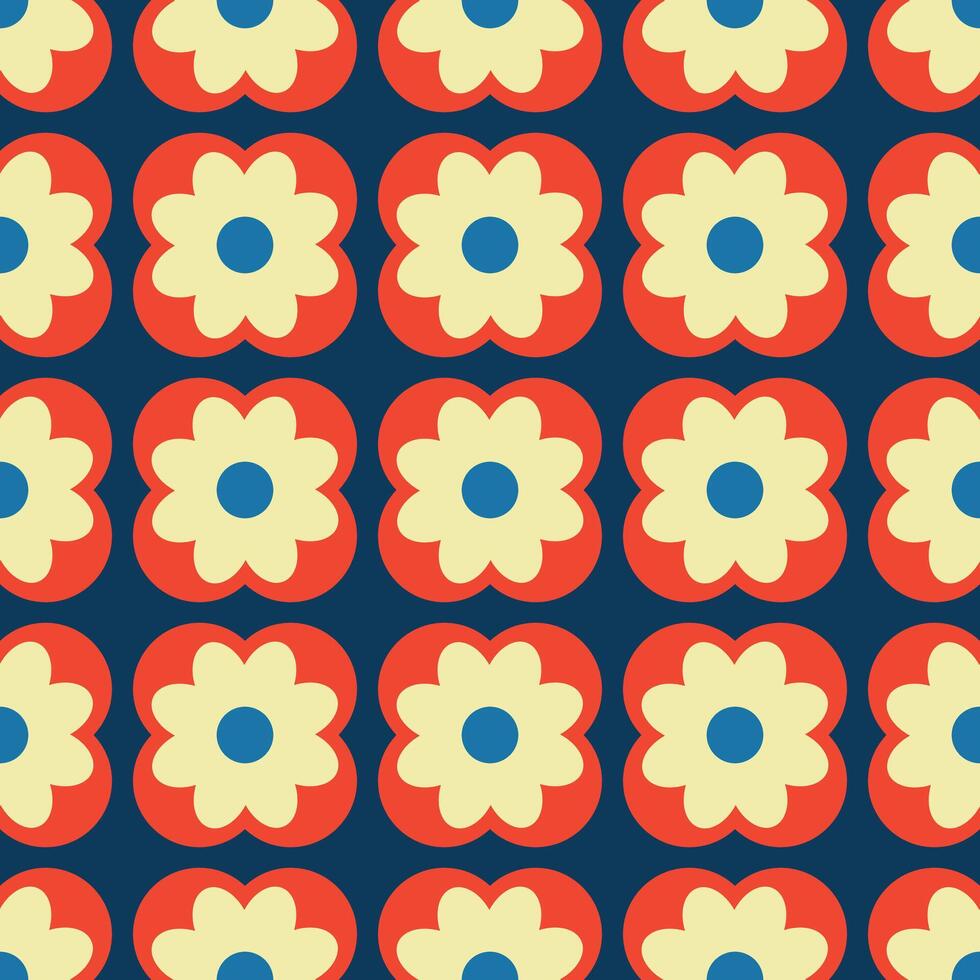 en blå och gul blommig mönster vektor