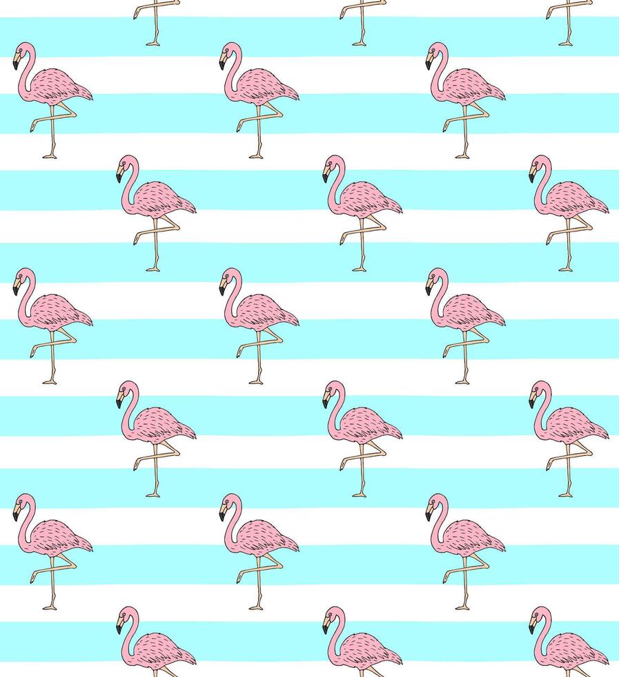 vektor sömlös mönster av klotter rosa flamingo
