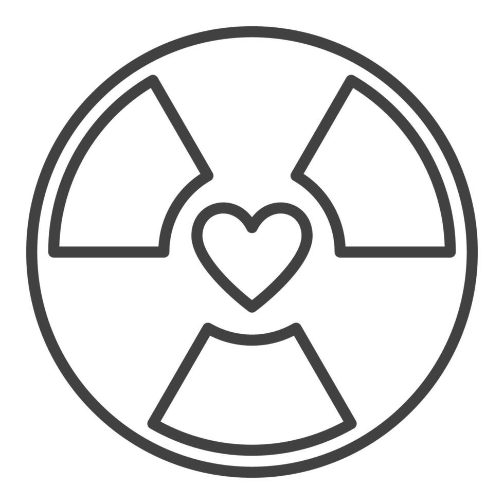 Herz mit Strahlung Vektor radioaktiv Symbol oder Symbol im Gliederung Stil