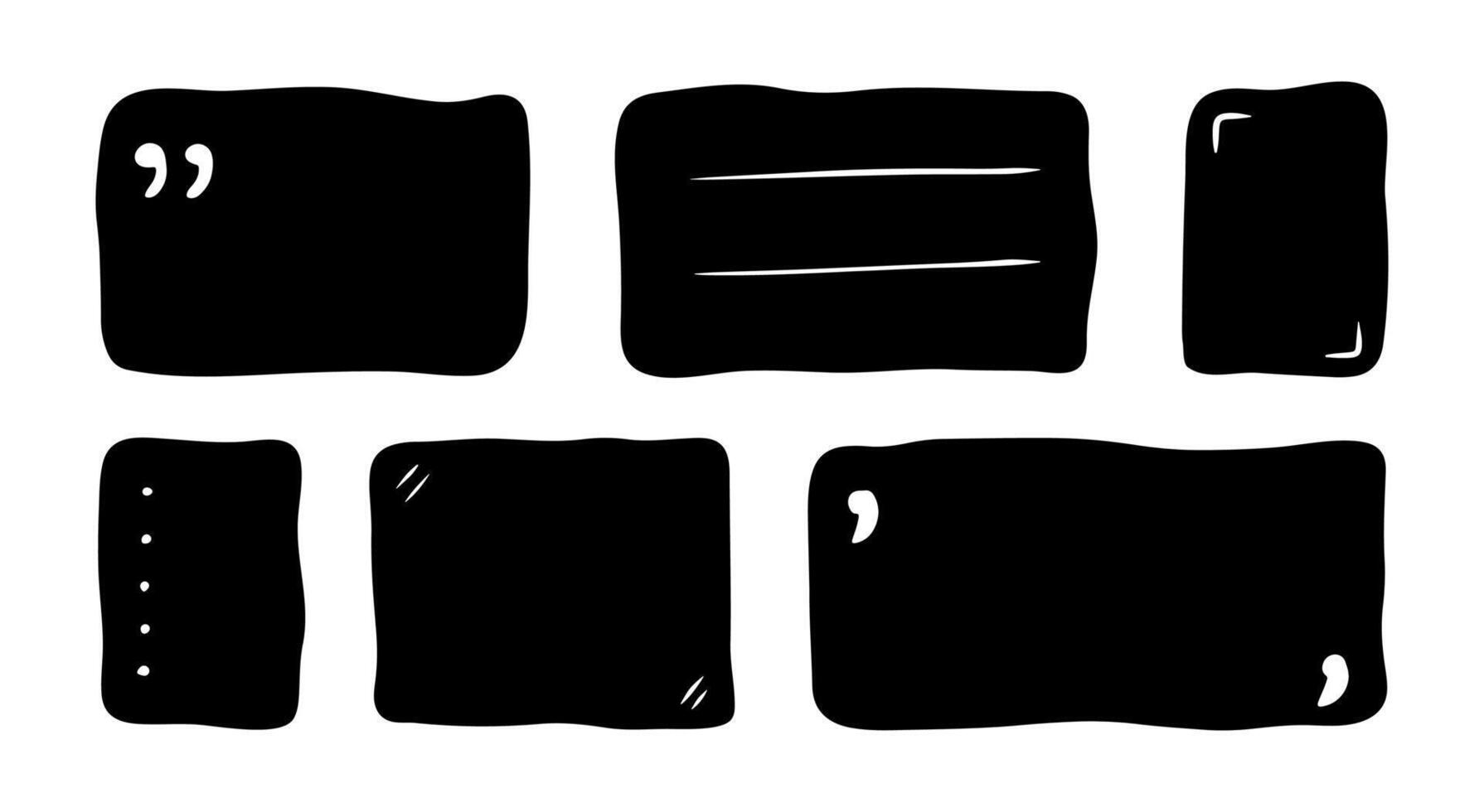 hand dragen former och ramar för social media. svart klotter abstrakt isolerat text låda. Tal bubbla plumpar för dialog vektor