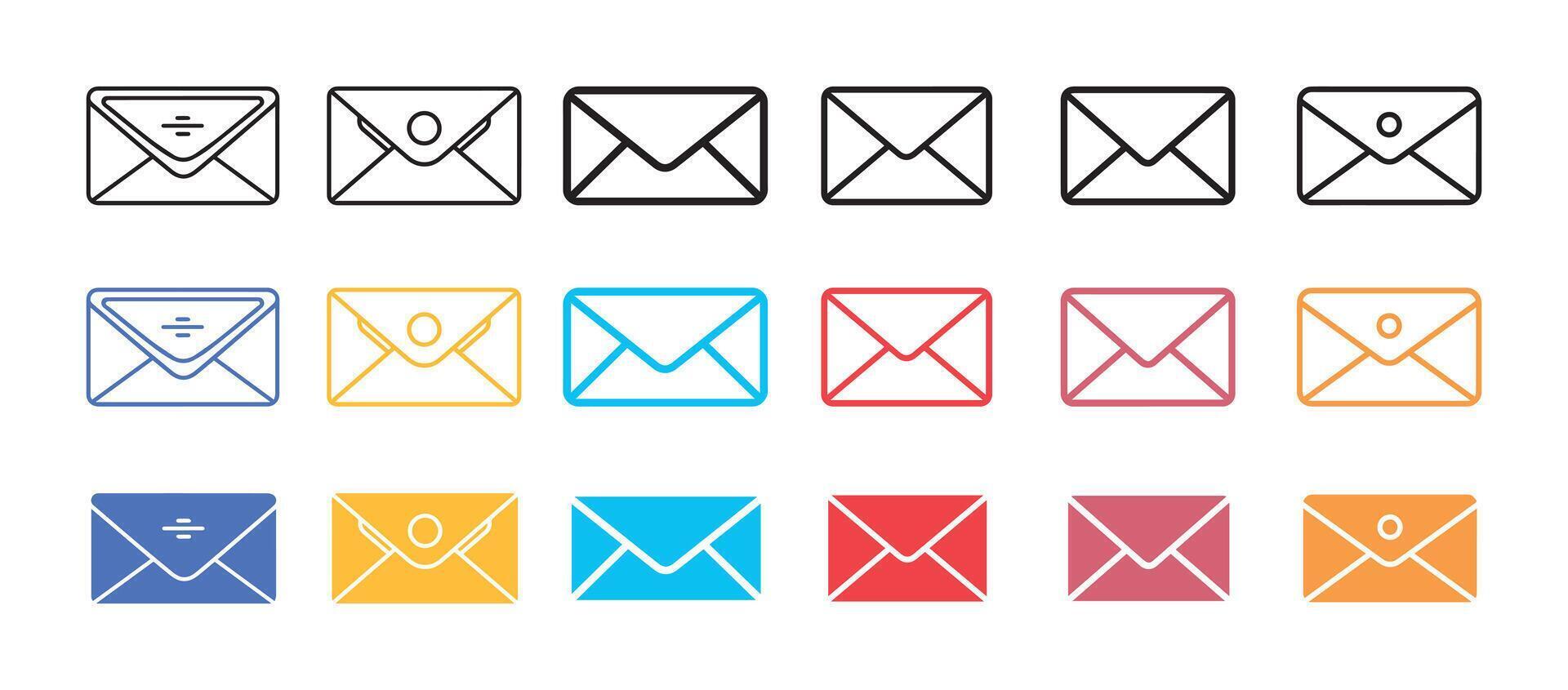 Email Symbol Satz. Email Symbol auf Weiß Hintergrund. Vektor Illustration