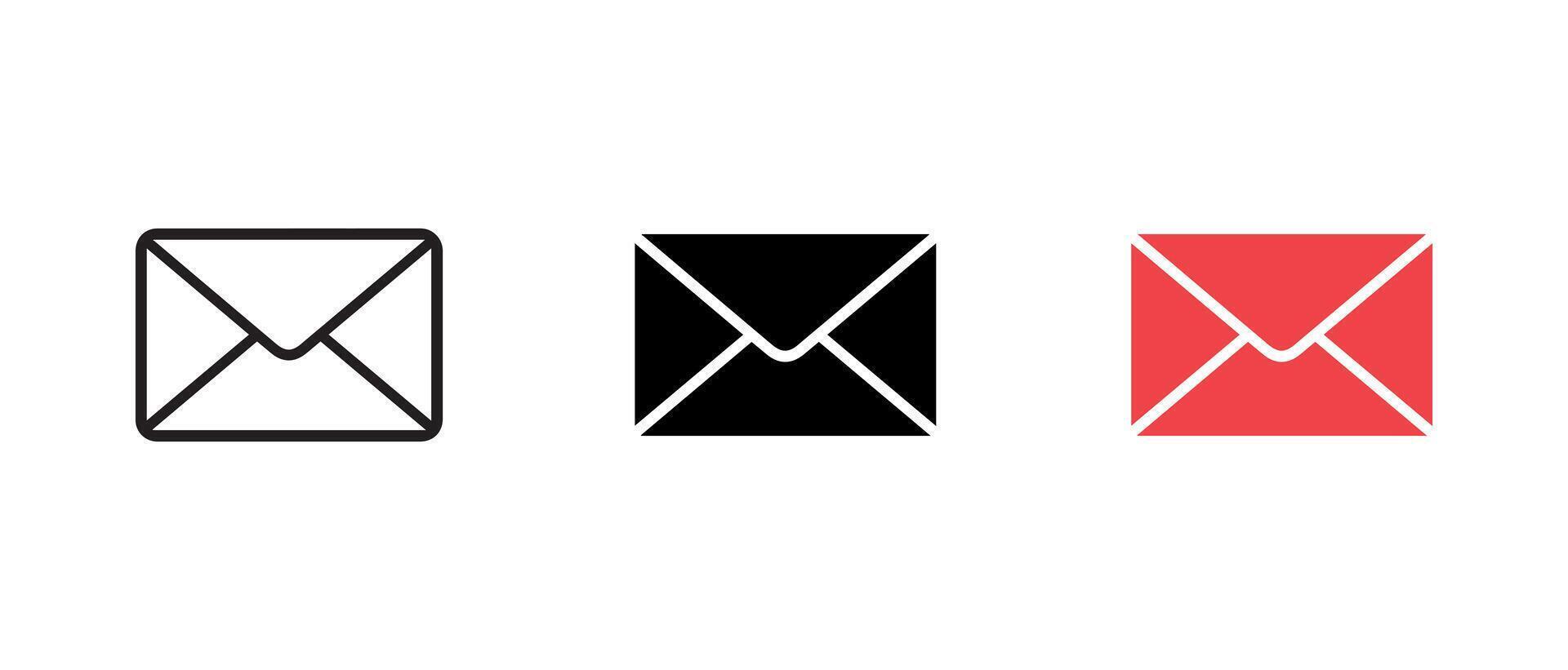 Email Symbol einstellen auf Weiß Hintergrund. Vektor Illustration im Gliederung und eben Stil