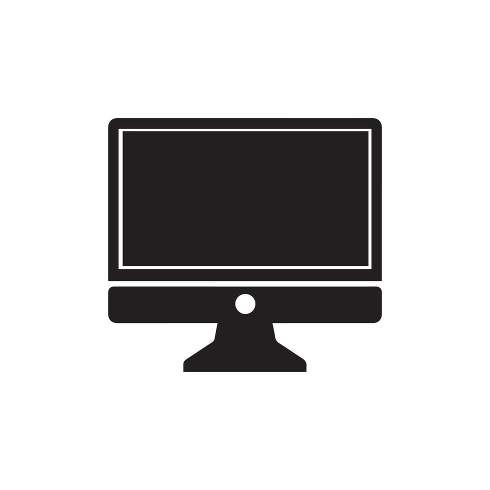 Monitor Symbol. schwarz Computer Monitor Symbol auf Weiß Hintergrund. Vektor Illustration