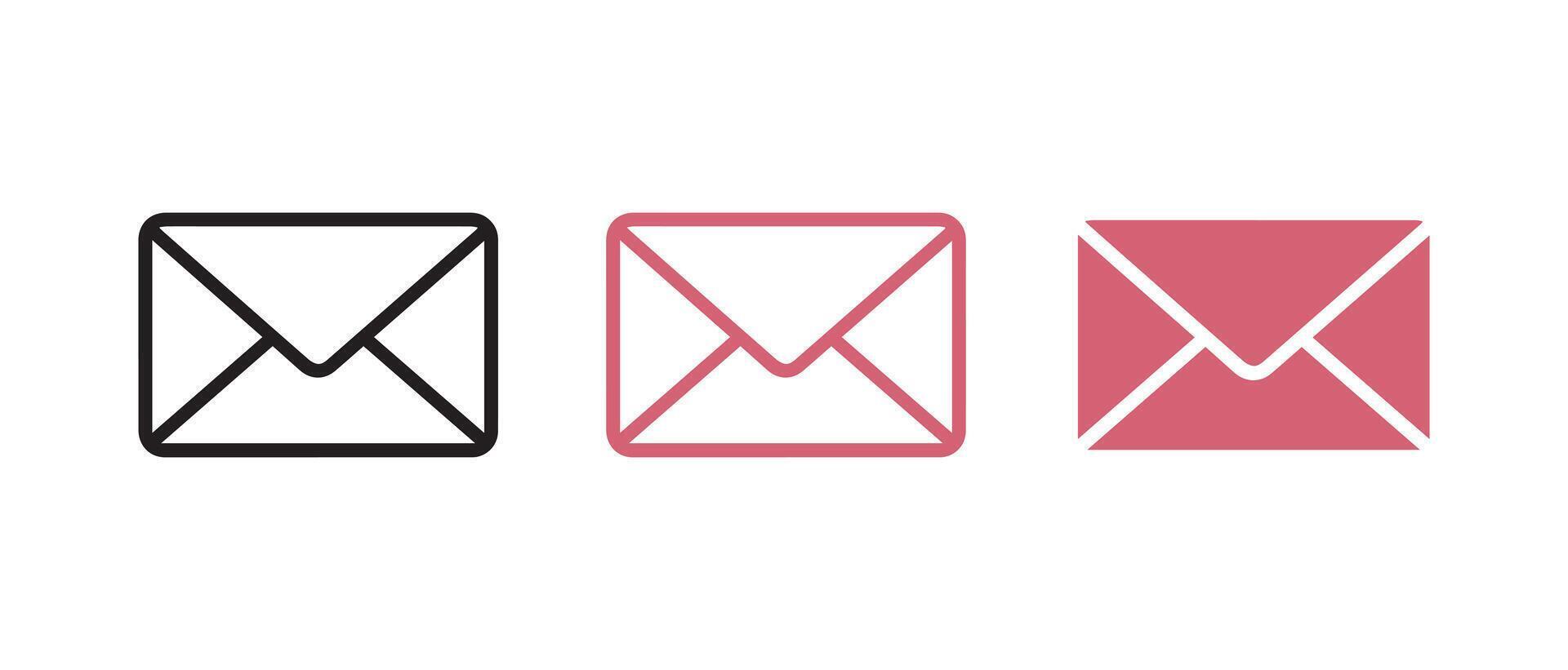 Email Symbol einstellen auf Weiß Hintergrund. Vektor Illustration im Gliederung und eben Stil