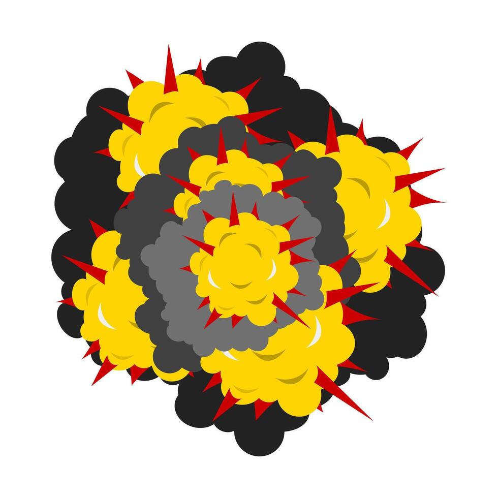tecknad serie dynamit eller bomba explosion. bom moln och rök. brand. vektor