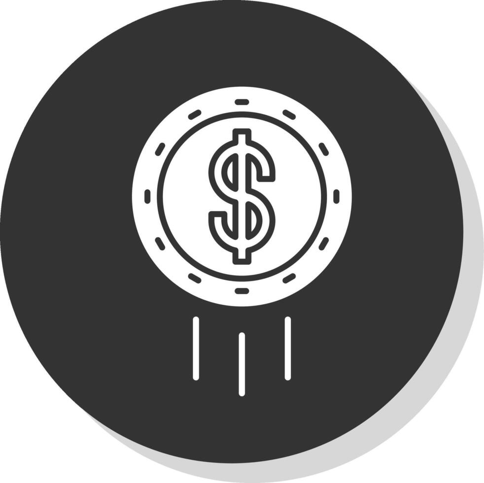 dollar mynt glyf grå cirkel ikon vektor