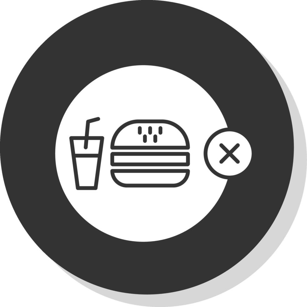 Nej skräp mat glyf grå cirkel ikon vektor