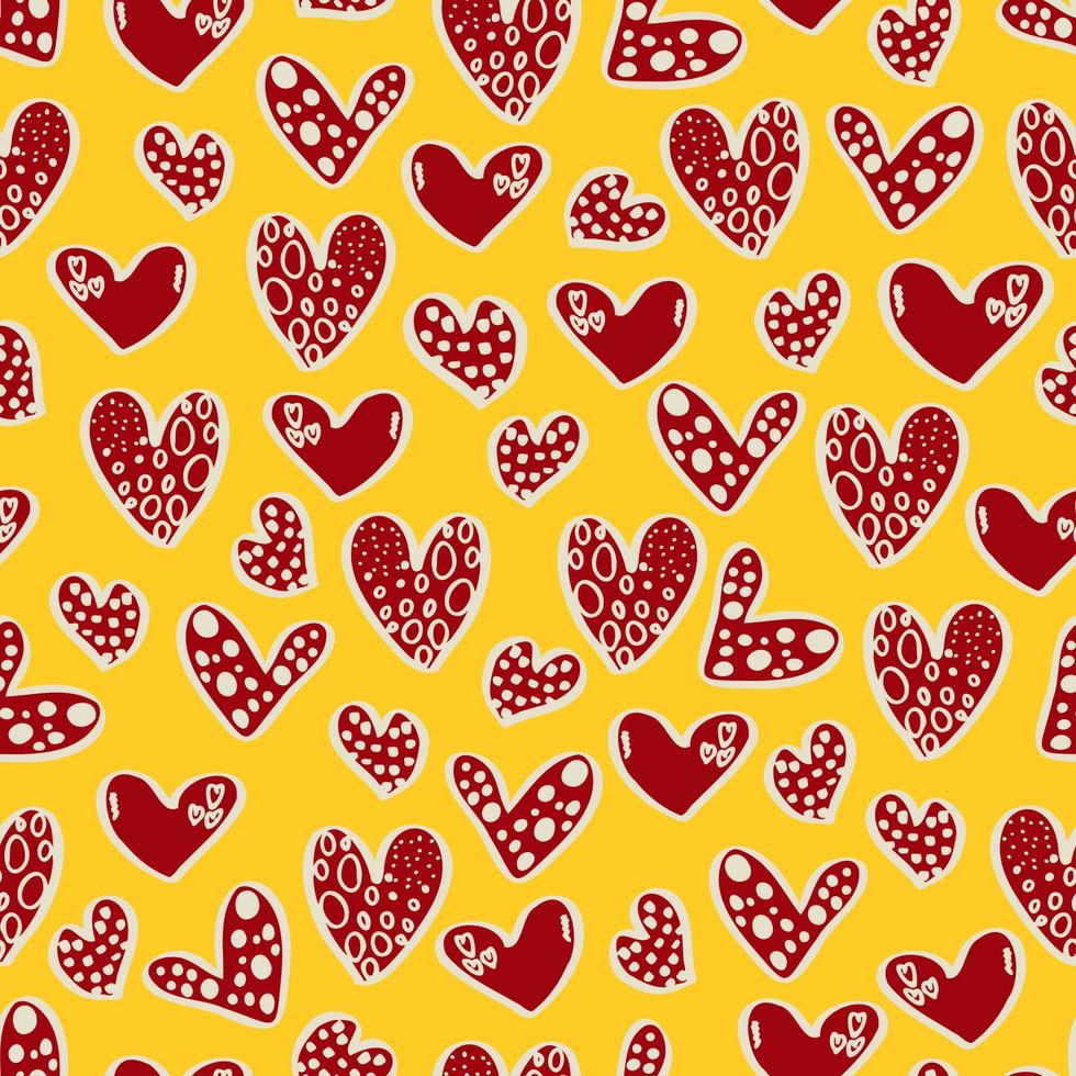 Vektor nahtlose Muster von Herzen mit Valentinstag 14. Februar. Hintergrund für Einladungen, Tapeten, Geschenkpapier und Scrapbooking