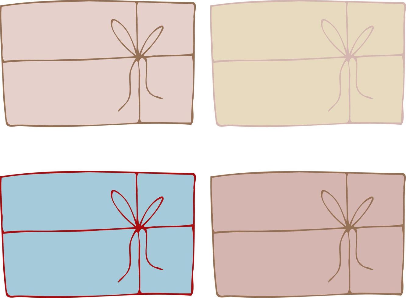 Geschenkbox-Set Überraschung mit Schleife Vektor isoliert Illustration Handzeichnung. Bild für den Urlaub, Postkarten, Webseiten