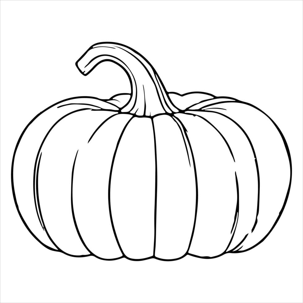 ai genererad kontinuerlig ett svart linje teckning av pumpa halloween höst skörda översikt skiss klotter för färg vektor på vit bakgrund