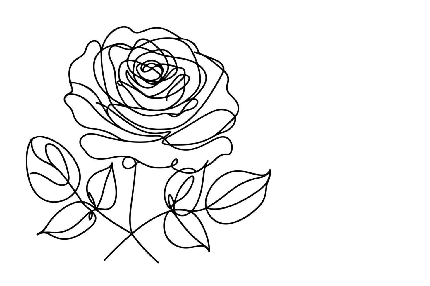 kontinuierlich einer schwarz Linie Kunst Zeichnung schön Rose Gliederung Gekritzel Färbung Vektor Illustration auf Weiß Hintergrund