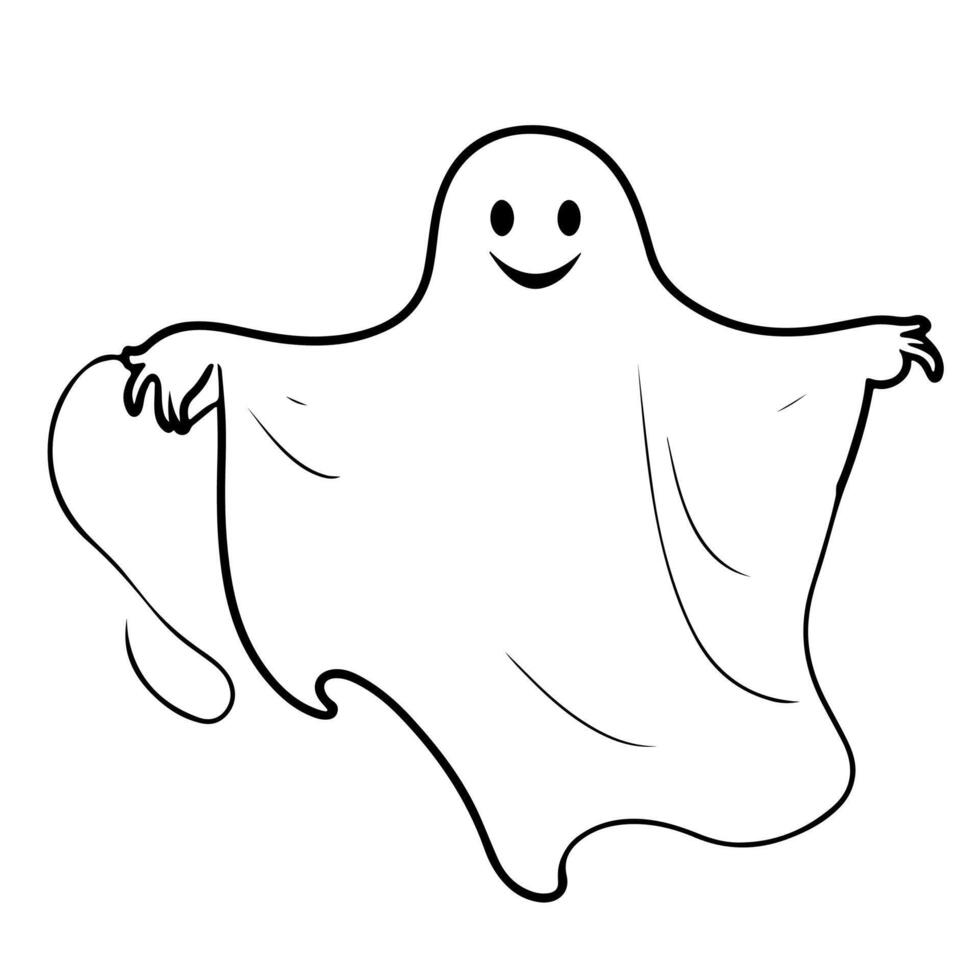 ai genererad ett kontinuerlig svart linje teckning av spöke halloween begrepp översikt klotter vektor illustration på vit bakgrund