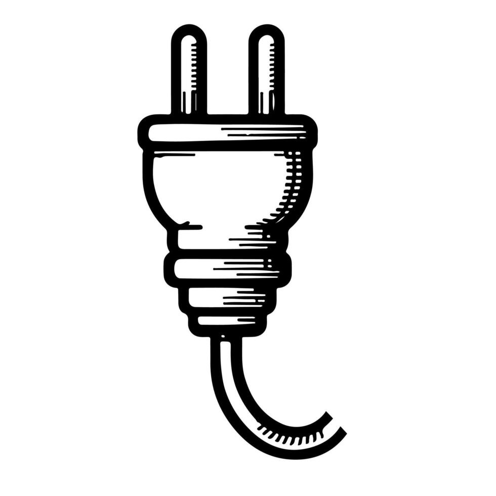 ai generiert kontinuierlich einer Linie Zeichnung elektrisch Stecker und Elektrizität Licht Zeichen Symbol Gliederung Gekritzel Vektor Illustration auf Weiß Hintergrund