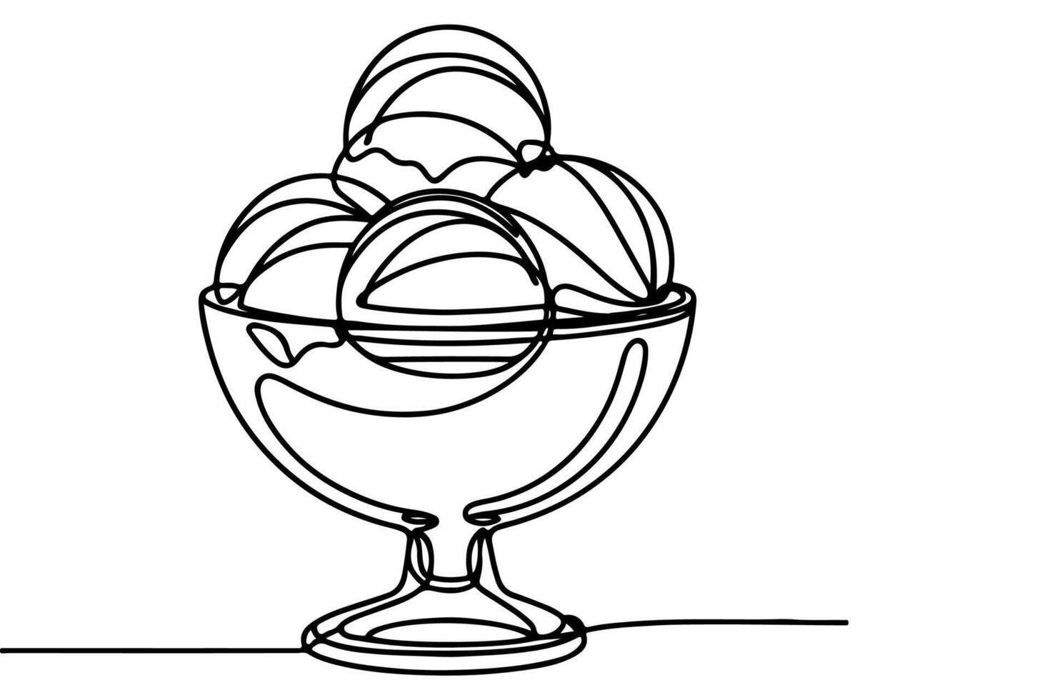 ai genererad kontinuerlig ett svart linje teckning av is grädde ikon översikt klotter sommar begrepp vektor illustration på vit bakgrund
