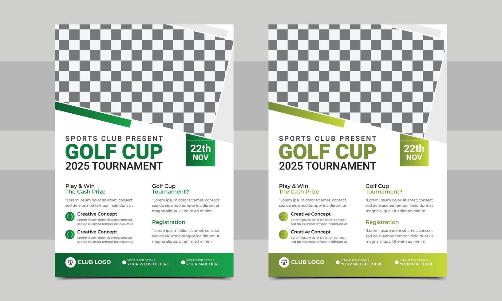Golf Turnier Flyer Vorlage mit perfekt zum Golf Turniere und Veranstaltungen. Vektor Illustration.