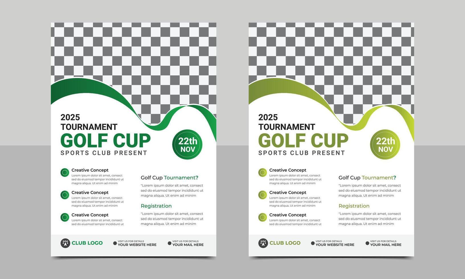 golf turnering flygblad mall, mall golf turnering med prov text eller golf klubb. vektor illustration eps 10.