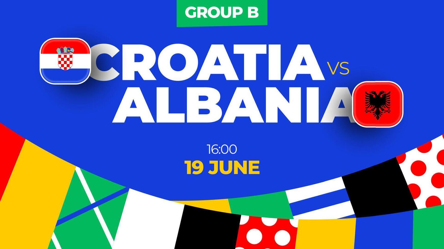 Kroatien vs. Albanien Fußball 2024 Spiel gegen. 2024 Gruppe Bühne Meisterschaft Spiel gegen Teams Intro Sport Hintergrund, Meisterschaft Wettbewerb vektor