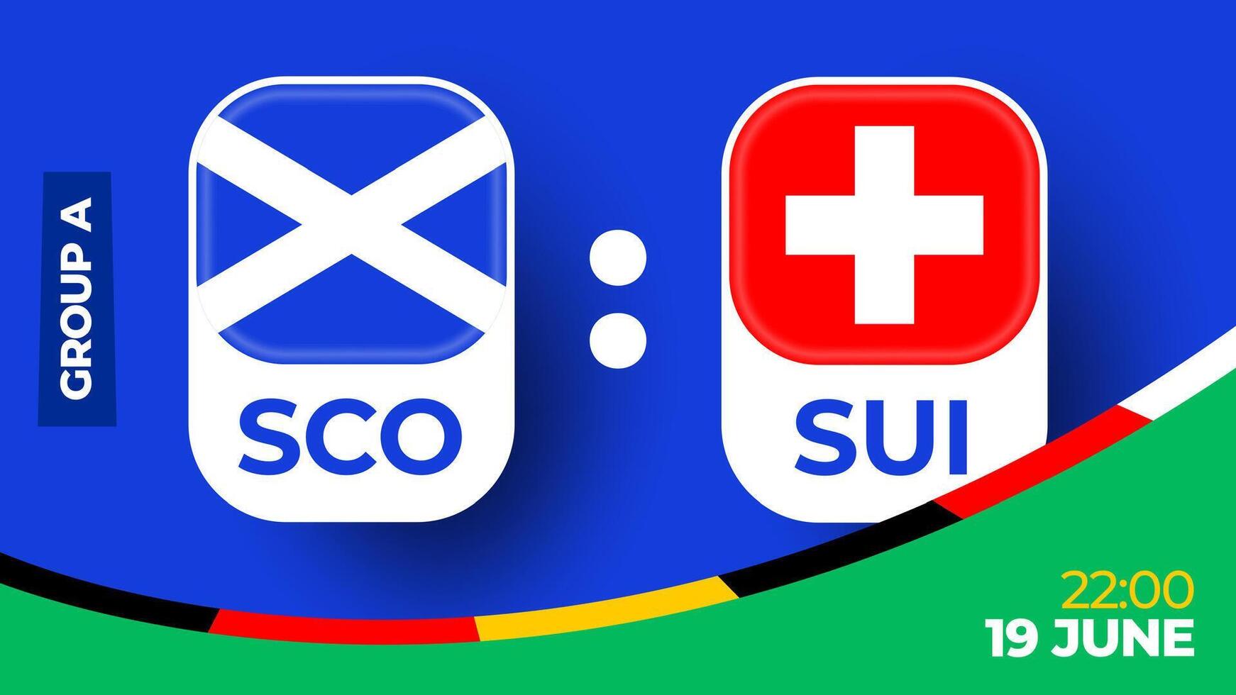 Schottland vs. Schweiz Fußball 2024 Spiel gegen. 2024 Gruppe Bühne Meisterschaft Spiel gegen Teams Intro Sport Hintergrund, Meisterschaft Wettbewerb vektor