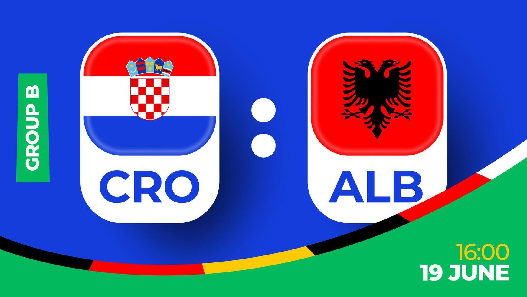 Kroatien vs. Albanien Fußball 2024 Spiel gegen. 2024 Gruppe Bühne Meisterschaft Spiel gegen Teams Intro Sport Hintergrund, Meisterschaft Wettbewerb vektor