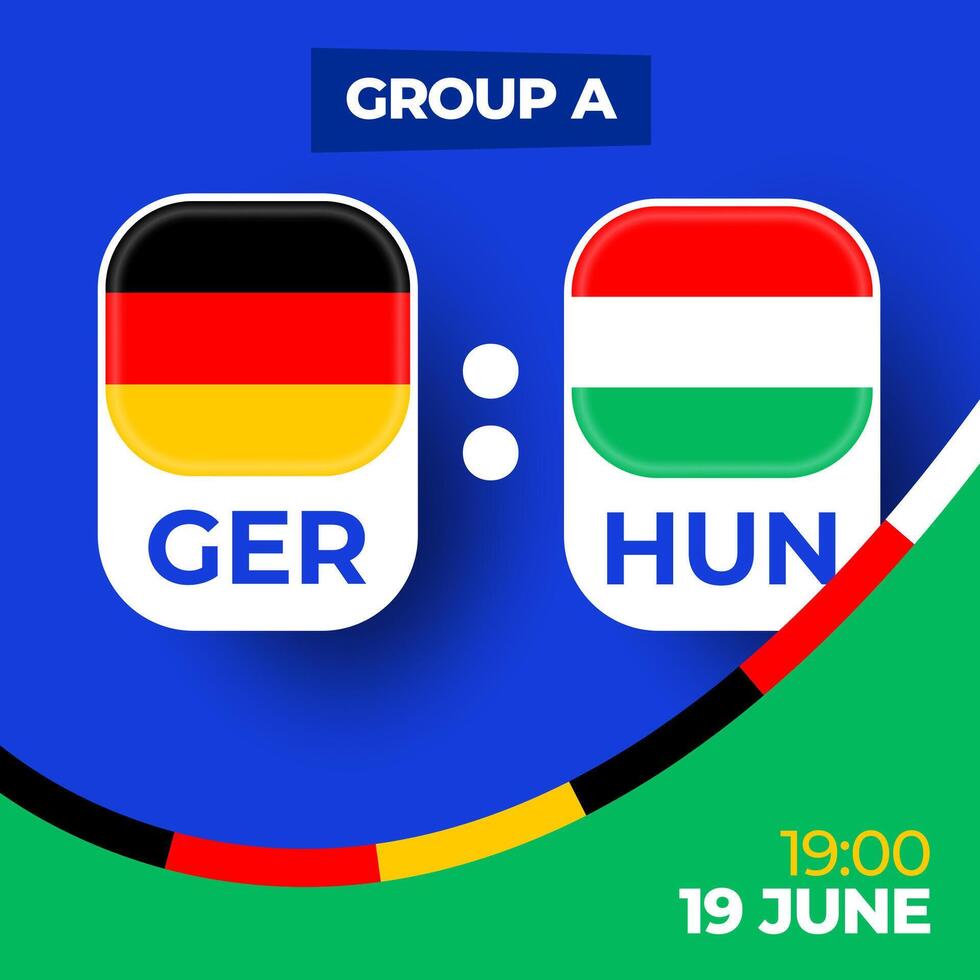 Deutschland vs. Ungarn Fußball 2024 Spiel gegen. 2024 Gruppe Bühne Meisterschaft Spiel gegen Teams Intro Sport Hintergrund, Meisterschaft Wettbewerb vektor