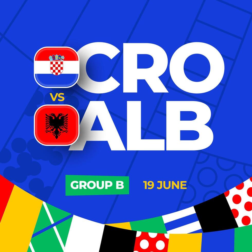 Kroatien vs. Albanien Fußball 2024 Spiel gegen. 2024 Gruppe Bühne Meisterschaft Spiel gegen Teams Intro Sport Hintergrund, Meisterschaft Wettbewerb vektor