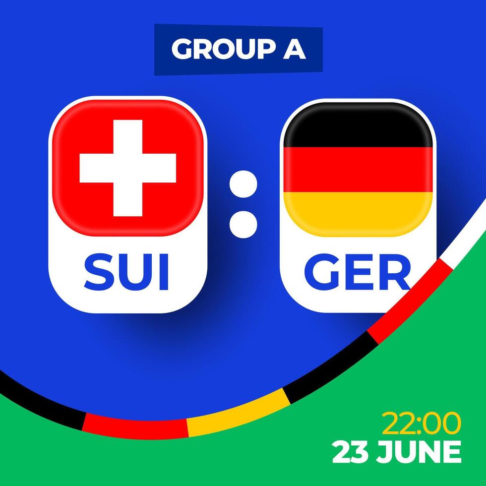 schweiz mot Tyskland fotboll 2024 match mot. 2024 grupp skede mästerskap match mot lag intro sport bakgrund, mästerskap konkurrens vektor